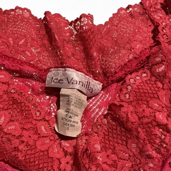 Ice Vanilla Lace Off Shoulder Top Womens hot pink Floral mesh - Picture 6 of 8